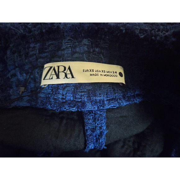 NWT Zara Cobalt Blue Textured Tweed Pinafore Mini Dress, Women's Extra Small XS - Picture 7 of 12